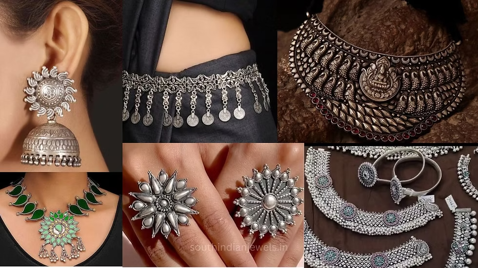 Different types and styles in silver jewelry